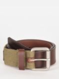 Barbour Webbing/Leather Belt, Olive/Brown