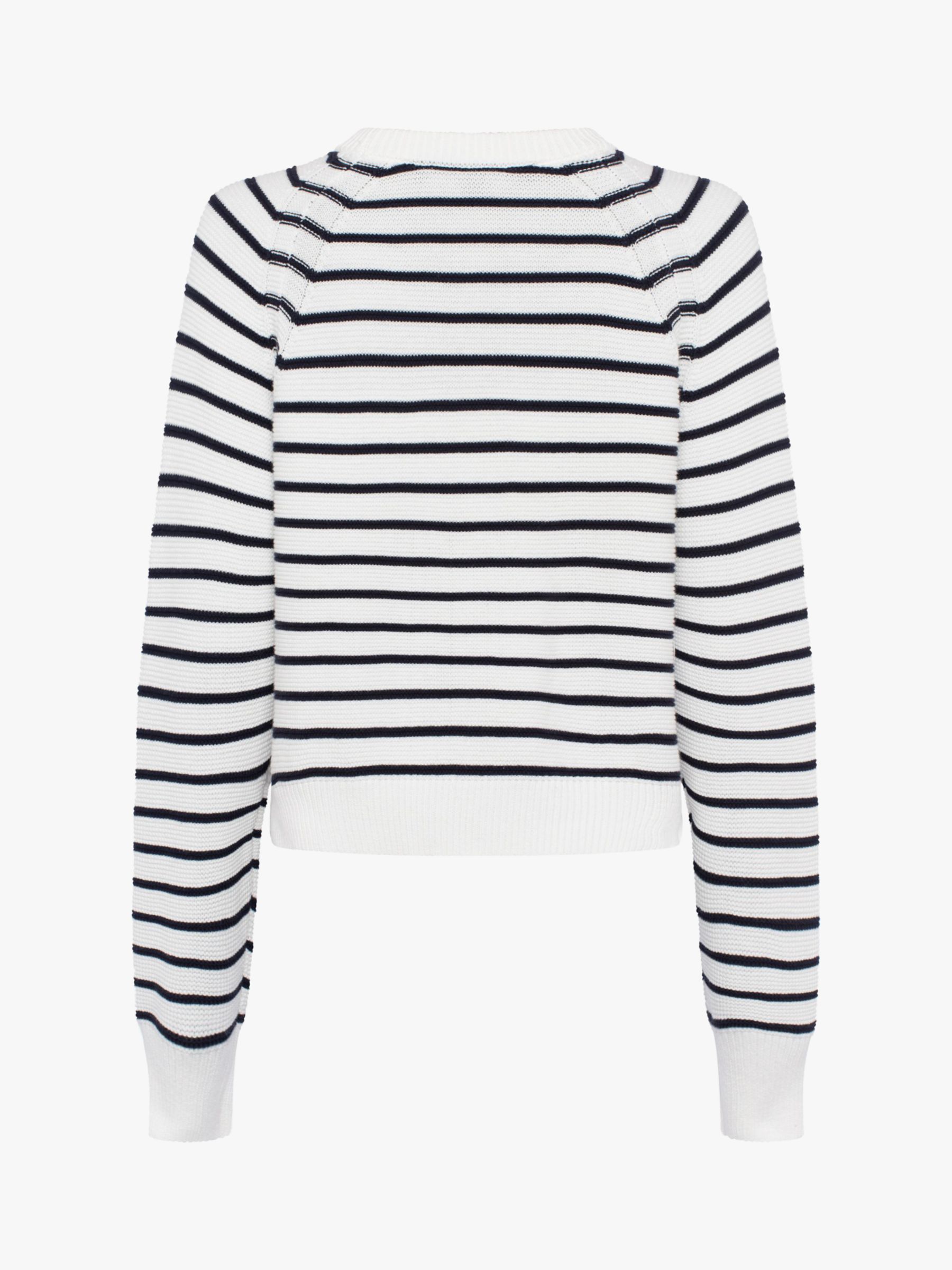 French Connection Lillie Mozart Stripe Jumper, Summer White/Utility Blue, XS