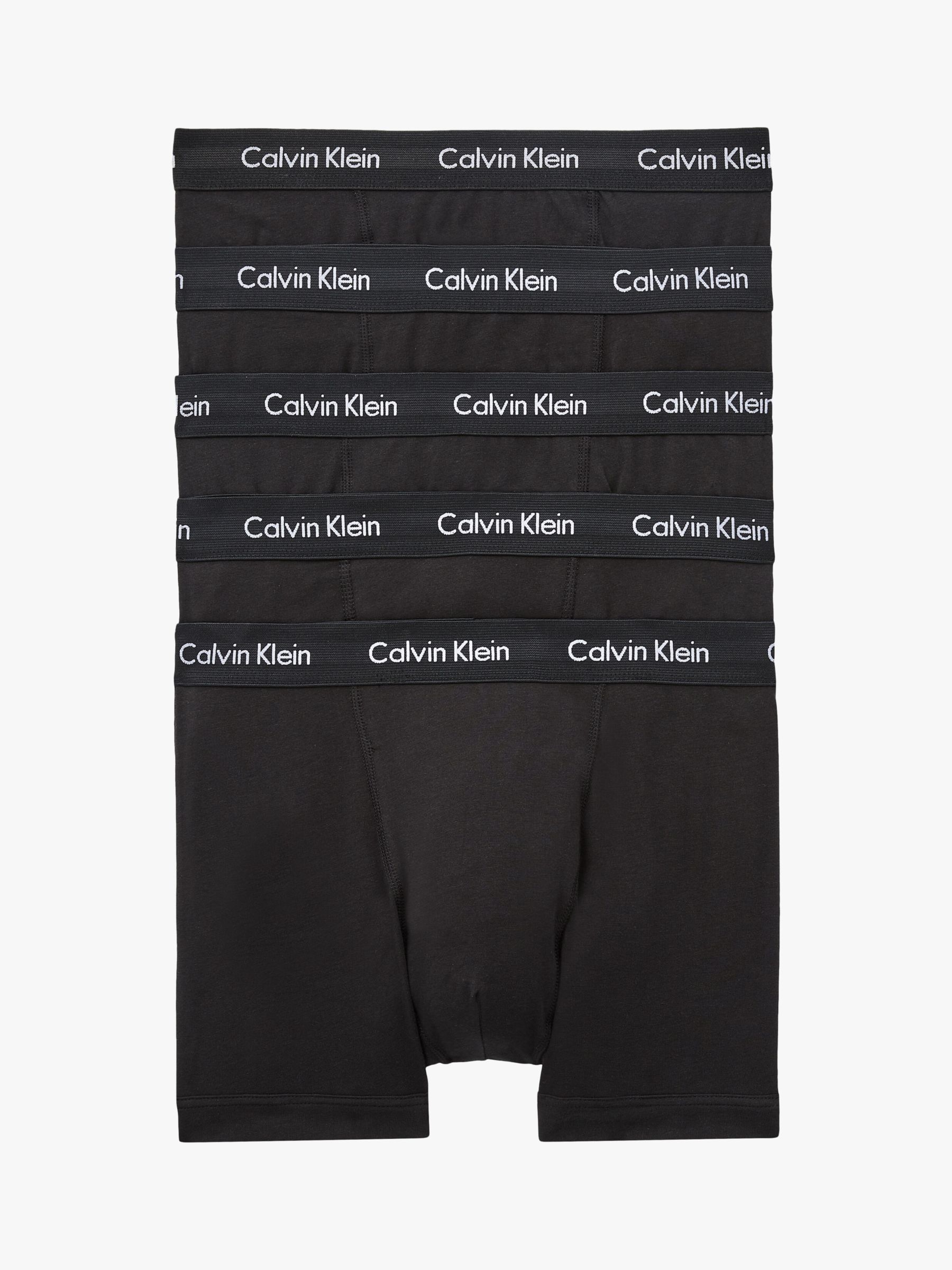 Buy Calvin Klein Regular Cotton Stretch Trunks, Pack of 5, Black Online at johnlewis.com