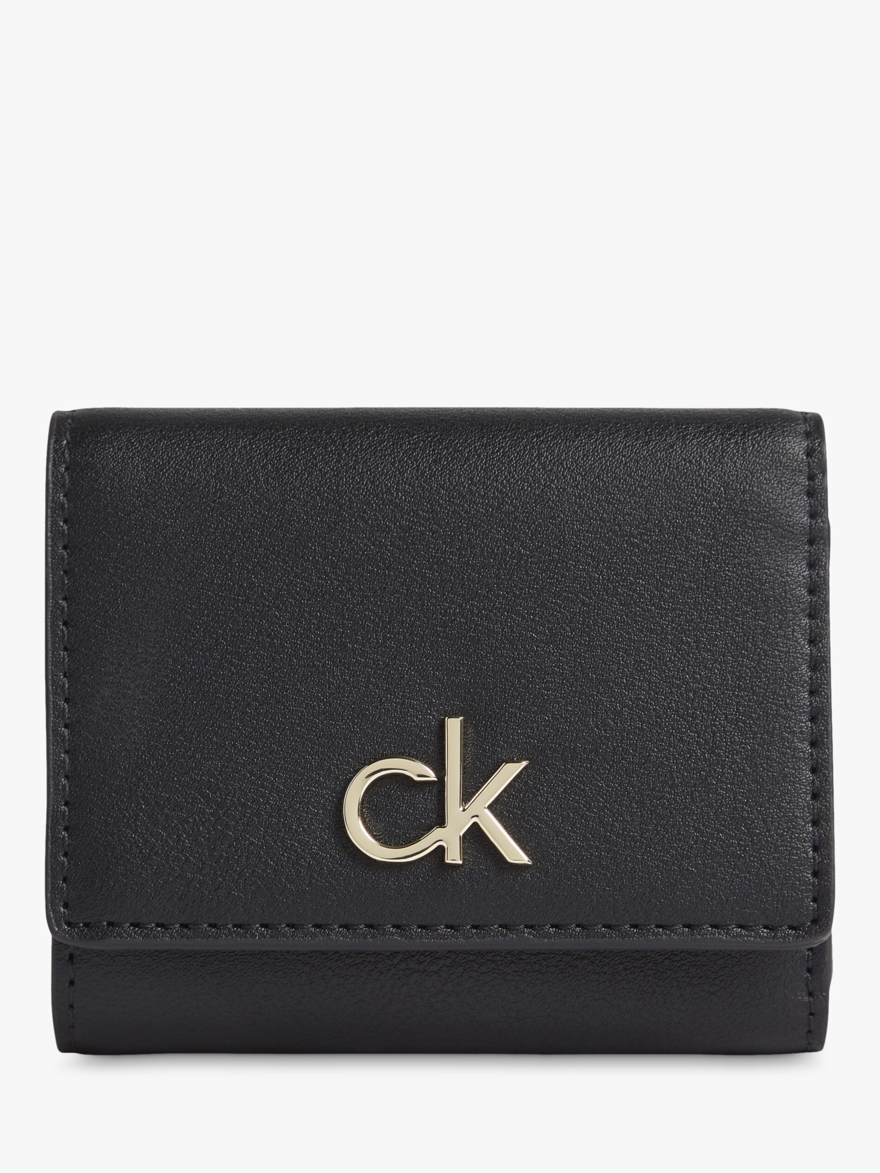 Calvin Klein Re-Lock Trifold Purse, CK Black at John Lewis & Partners