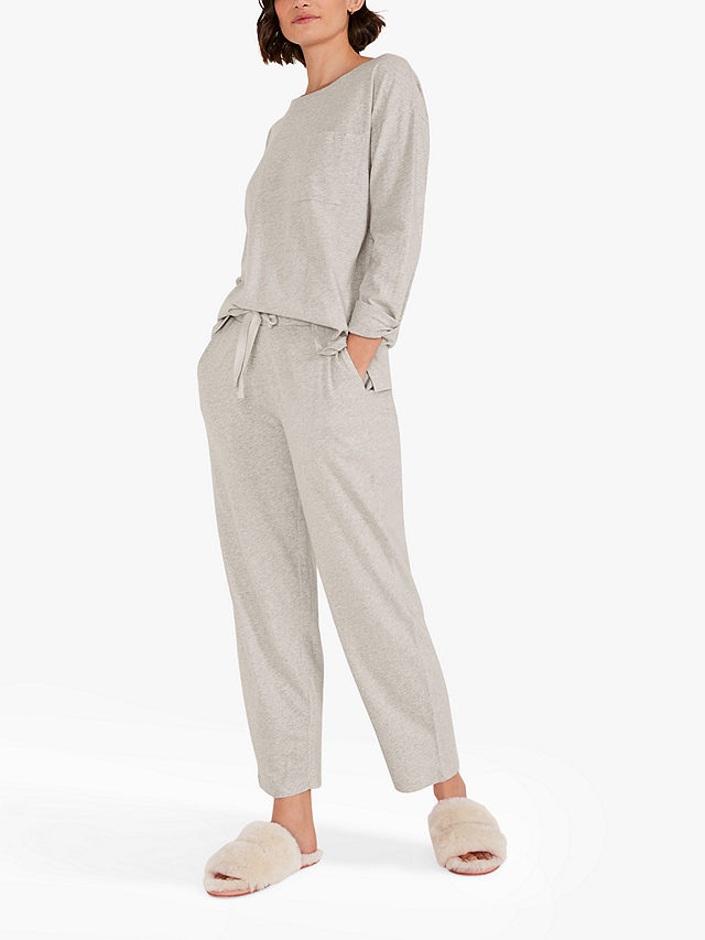 hush Maya Organic Cotton Jersey Pyjama Set, Light Grey, XXS