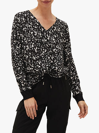 Phase Eight Oakleigh Twist Abstract Blouse, Black/Ivory