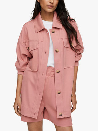 Mango Piqué Longline Jacket Pink, Mango Pink Fur Coat Womens