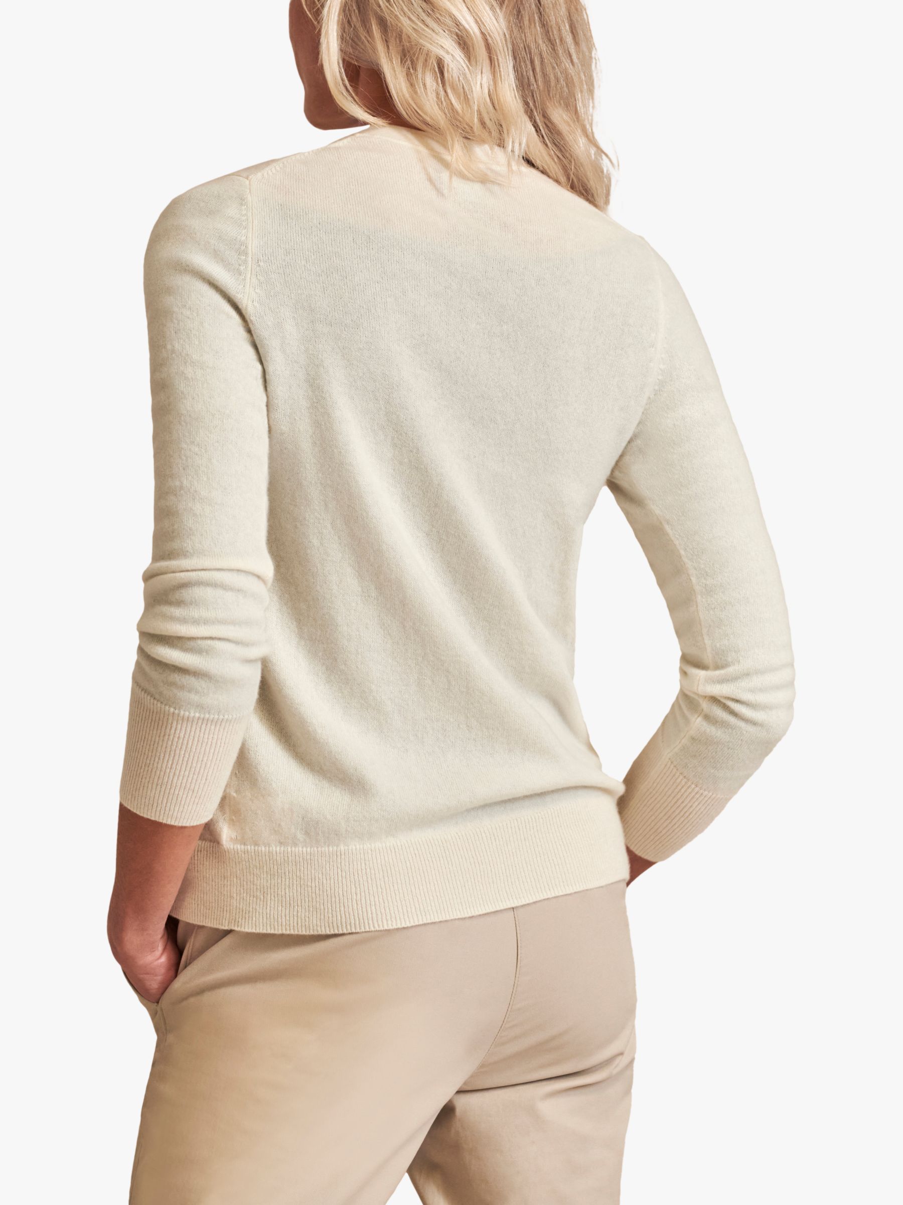 Pure Collection Cashmere V-Neck Cardigan, Soft White at John Lewis