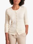 Pure Collection Crew Neck Cashmere Cardigan, Soft White