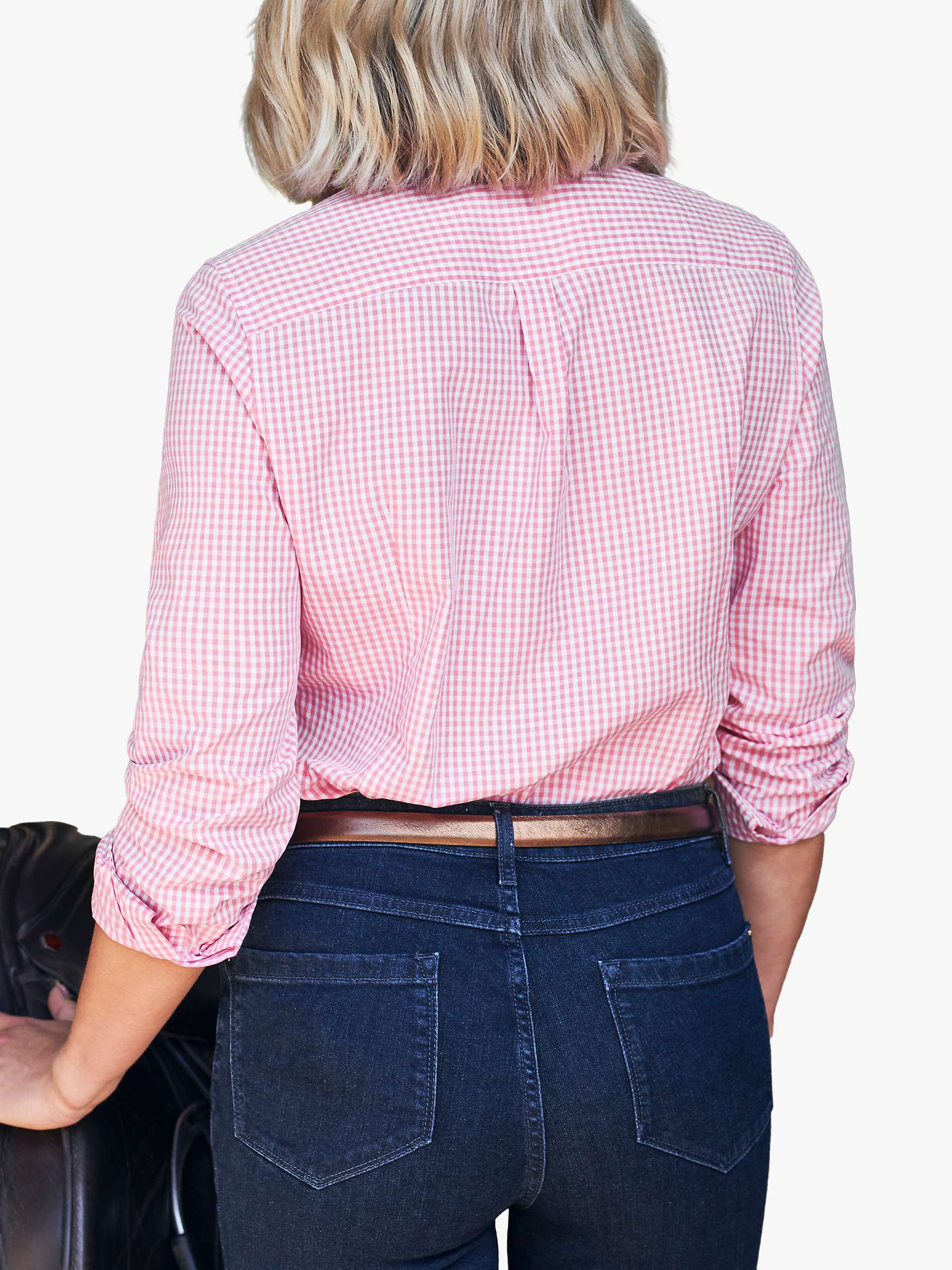 Buy Pure Collection Gingham Cotton Shirt, Pink/White Online at johnlewis.com