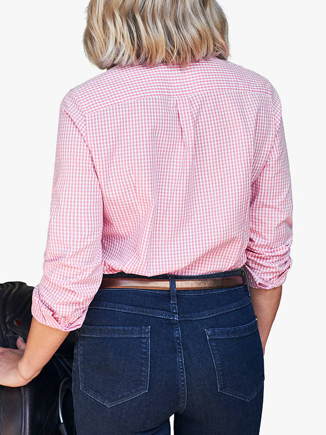 Pure Collection Gingham Cotton Shirt, Pink/White