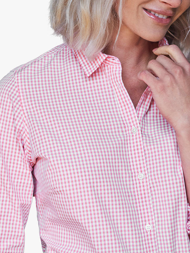 Pure Collection Gingham Cotton Shirt, Pink/White