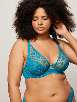 AND/OR Sienna Ditsy Full Support Non Padded Underwired Bra, Sea Green, E-G Cup Sizes