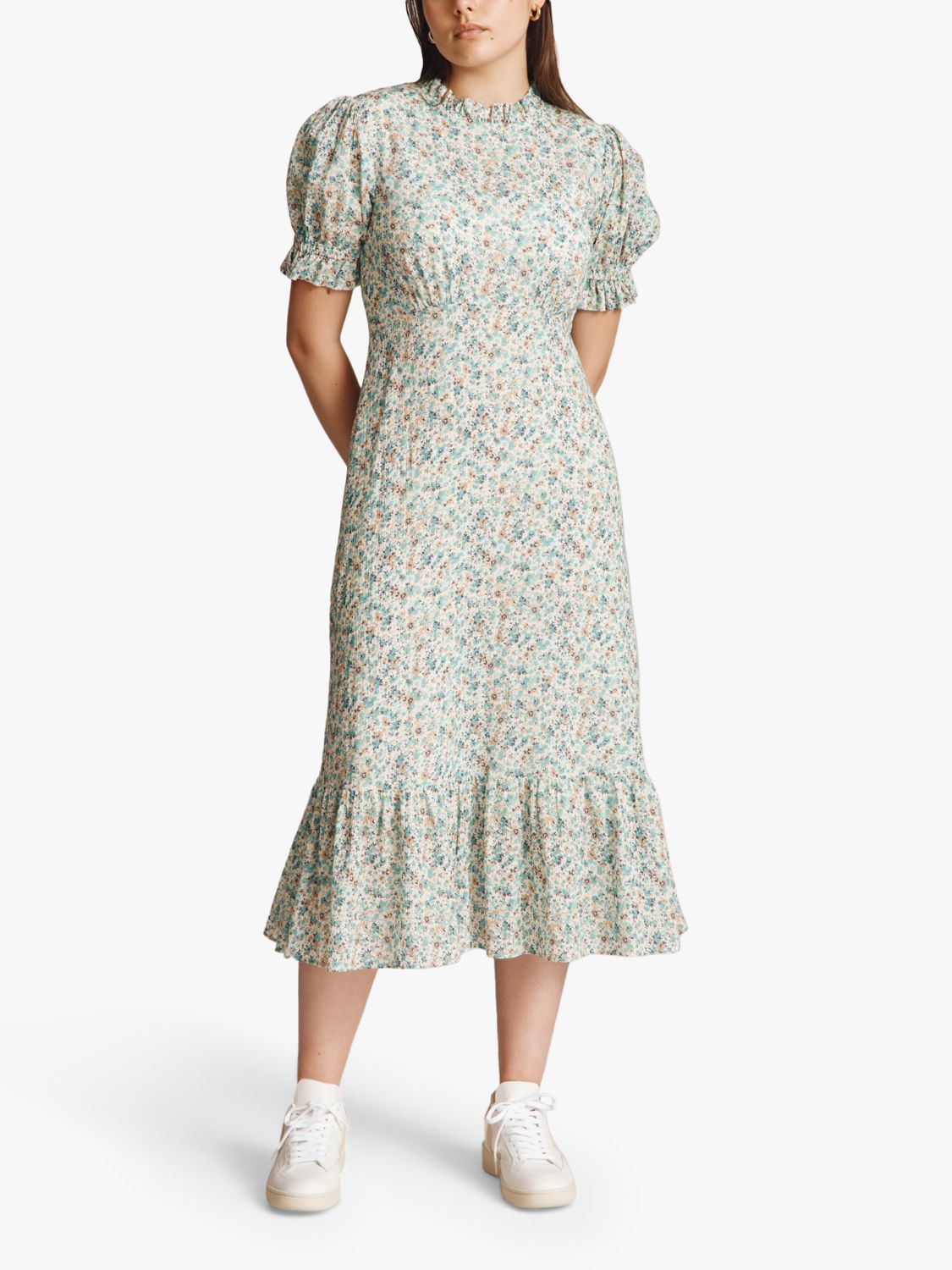 Ghost Solene Floral Midi Dress, Green