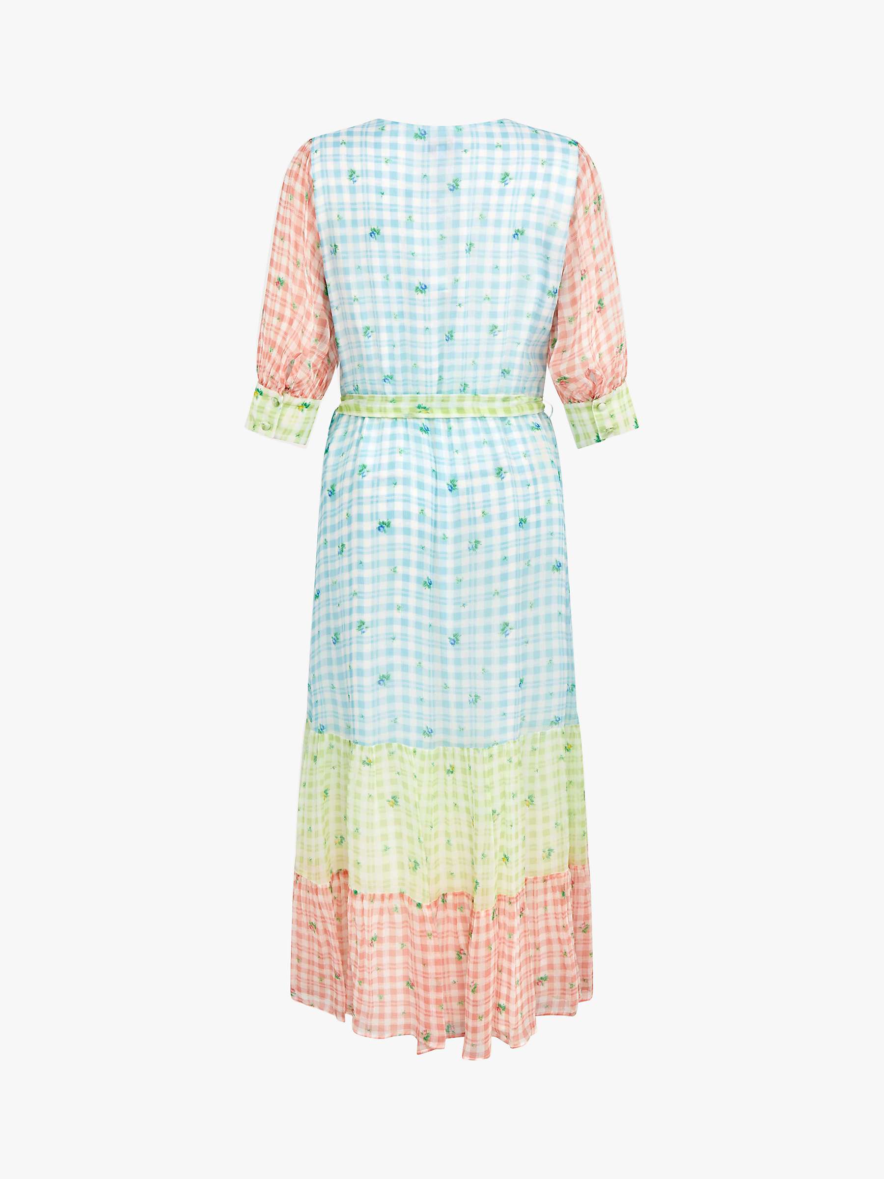 Buy Ghost Daisy Gingham Tiered Midi Dress, Blue/Multi Online at johnlewis.com