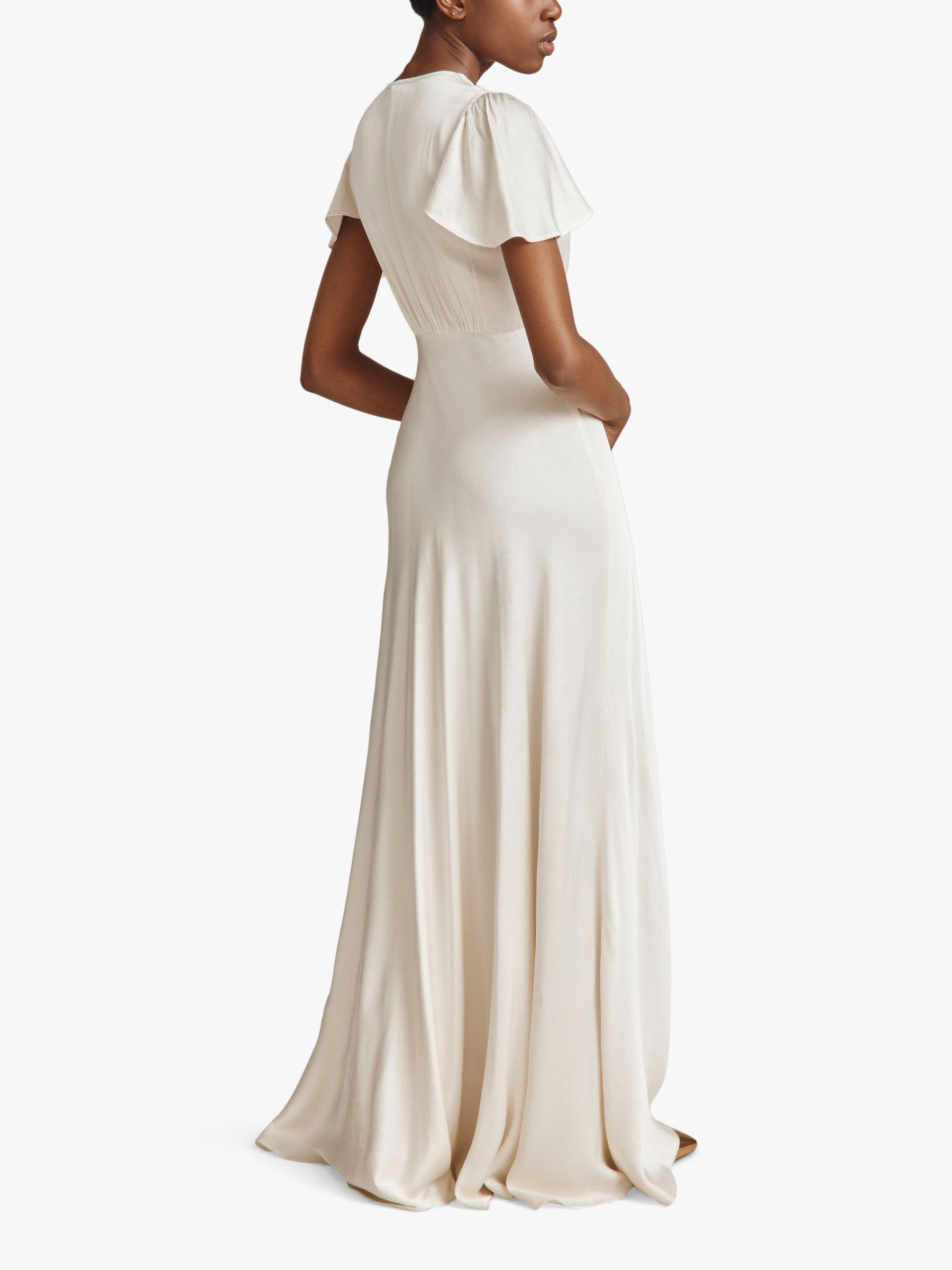 Ghost Delphine Satin Maxi Dress, Ivory, XS