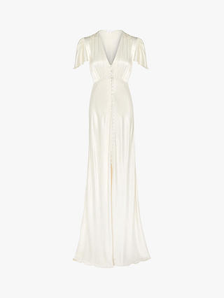 Ghost Delphine Satin Maxi Dress, Ivory