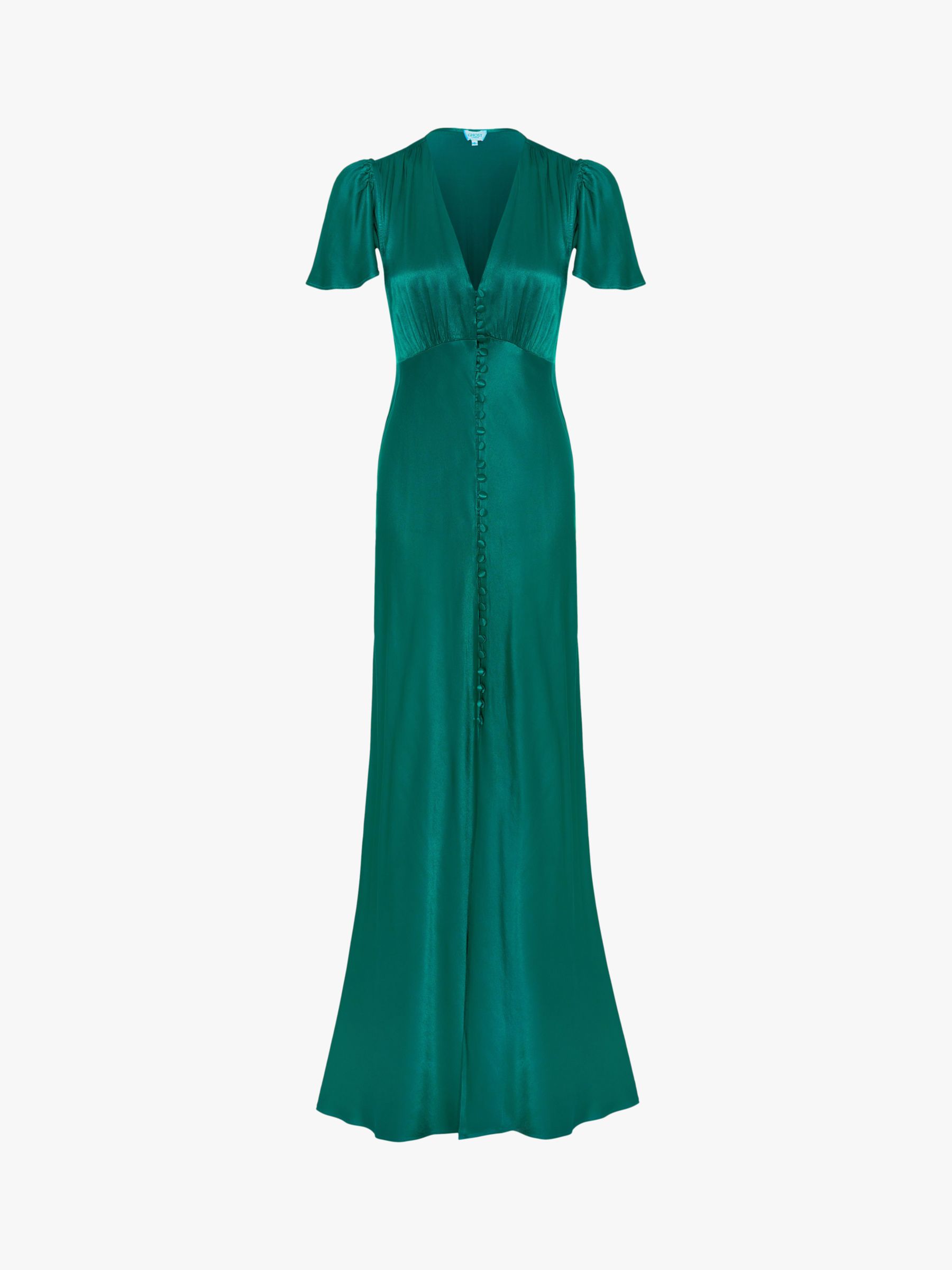 Ghost Delphine Empire Line Maxi Dress, Emerald Green at John Lewis ...