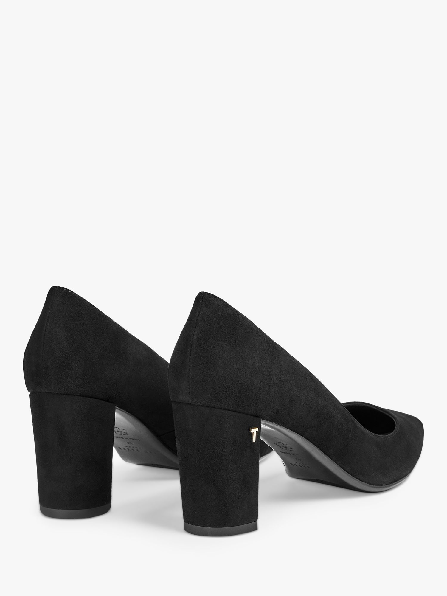 Ted Baker Savana Block Heel Suede Court Shoes, Black at John Lewis & Partners