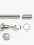 John Lewis Barrel Stud Fixed Curtain Pole Kit, Brushed Steel, Dia.28mm