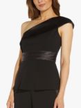 Adrianna Papell Crepe One Shoulder Tuxedo Top, Black