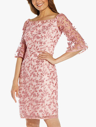 Adrianna Papell Metallic Floral Embroidery Tailored Dress, Blush