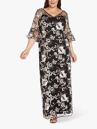 Adrianna Papell Flower Embroidery Tailored Dress, Black/Multi