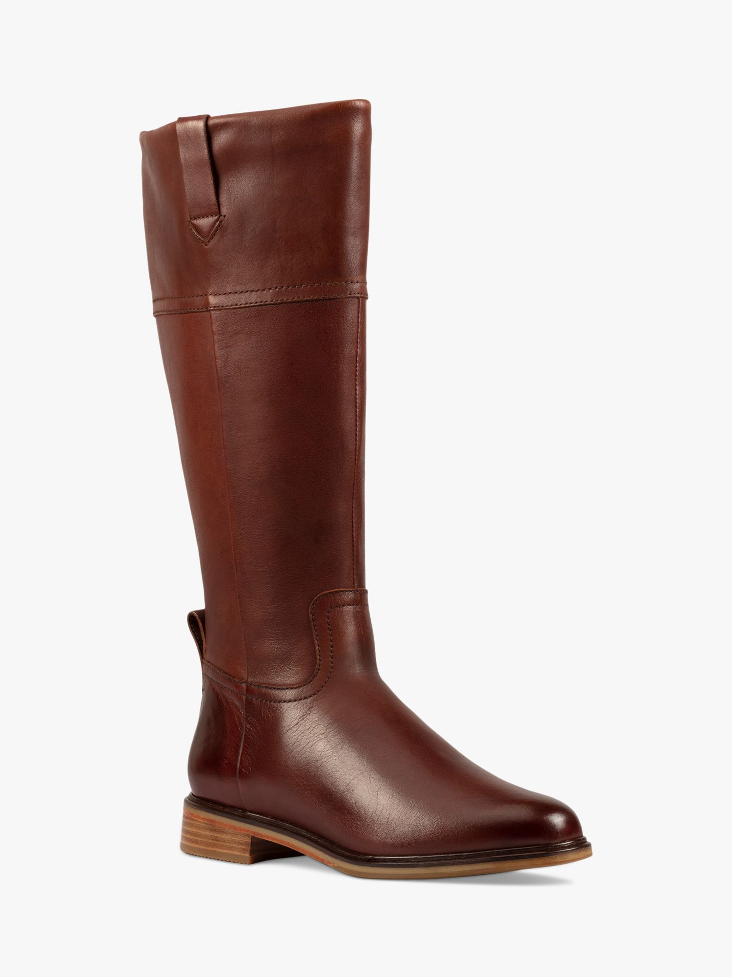 Clarkdale Hi Leather Knee High Boots, Tan at John Lewis Partners