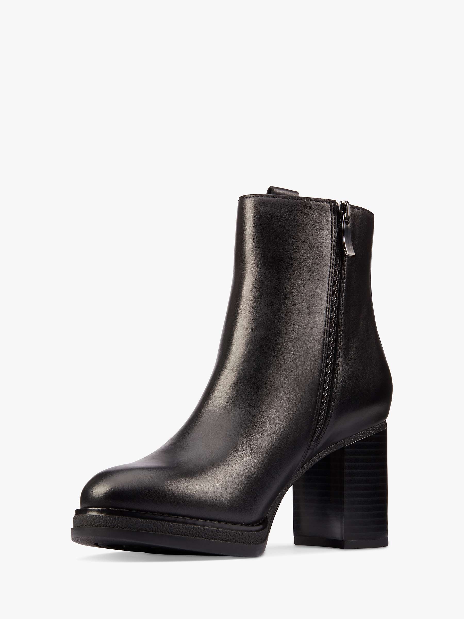 Clarks Mable Easy Leather Ankle Boots, Black at John Lewis & Partners