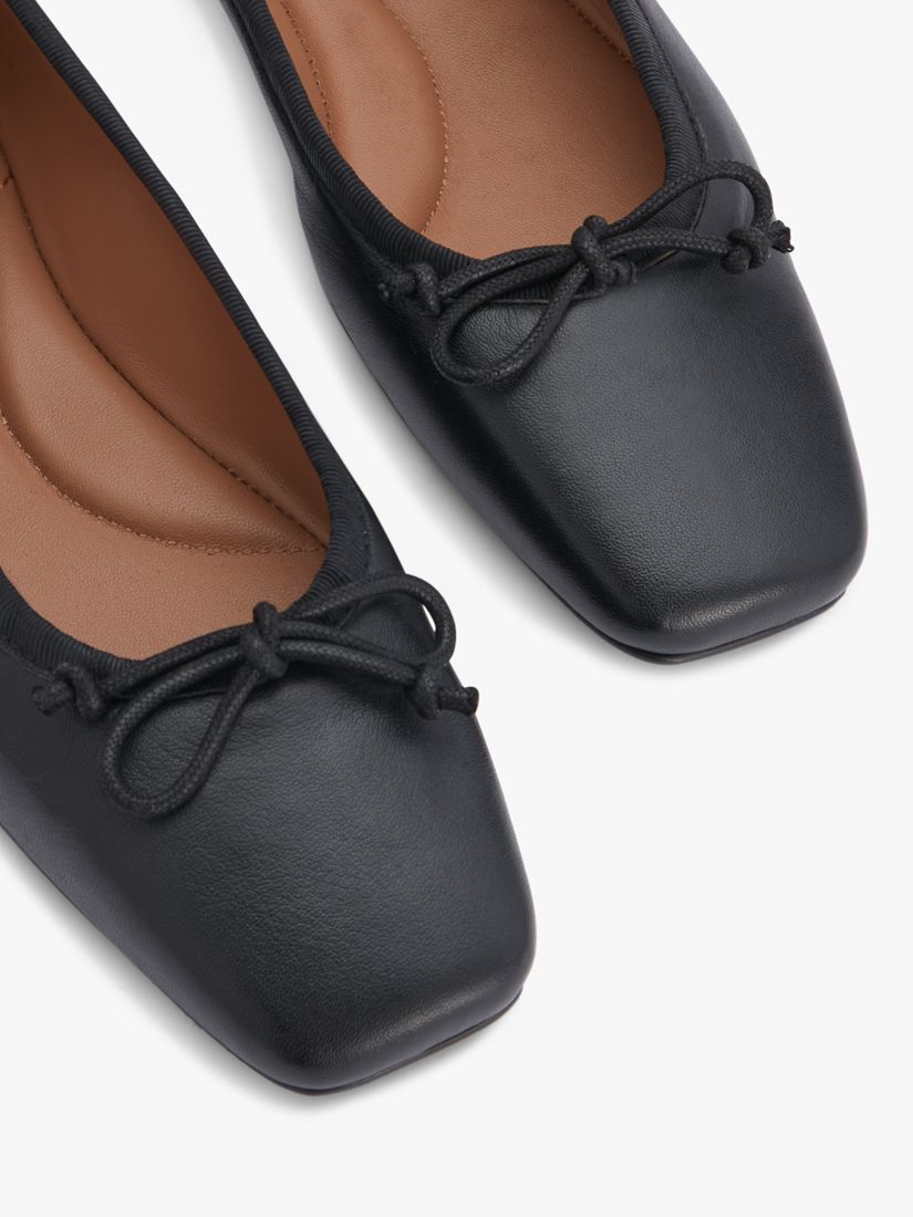 Jigsaw Chiswick Leather Ballerina Pumps, Black at John Lewis & Partners