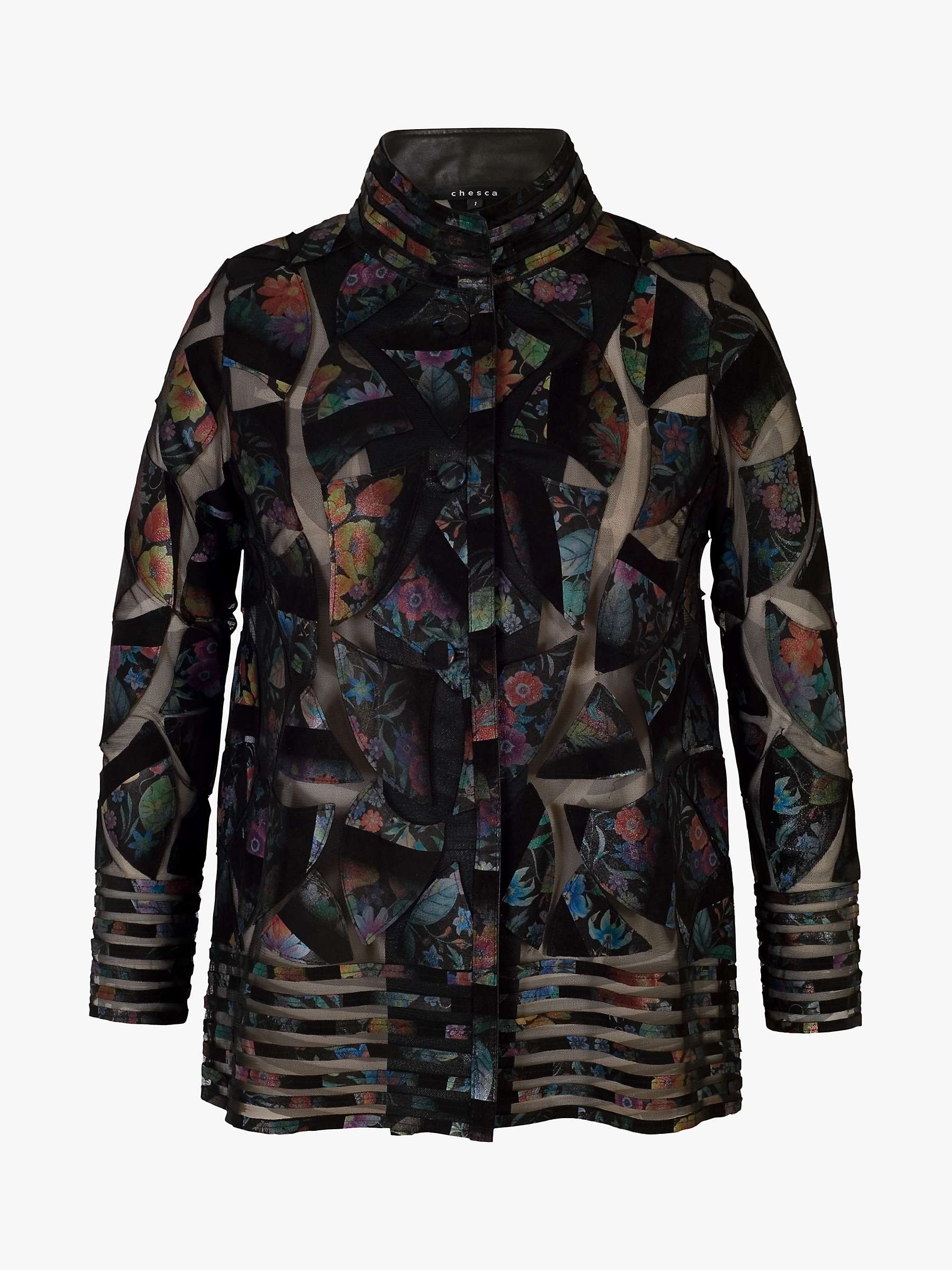 Buy chesca Rainforest Leather Jacket, Black/Multi Online at johnlewis.com