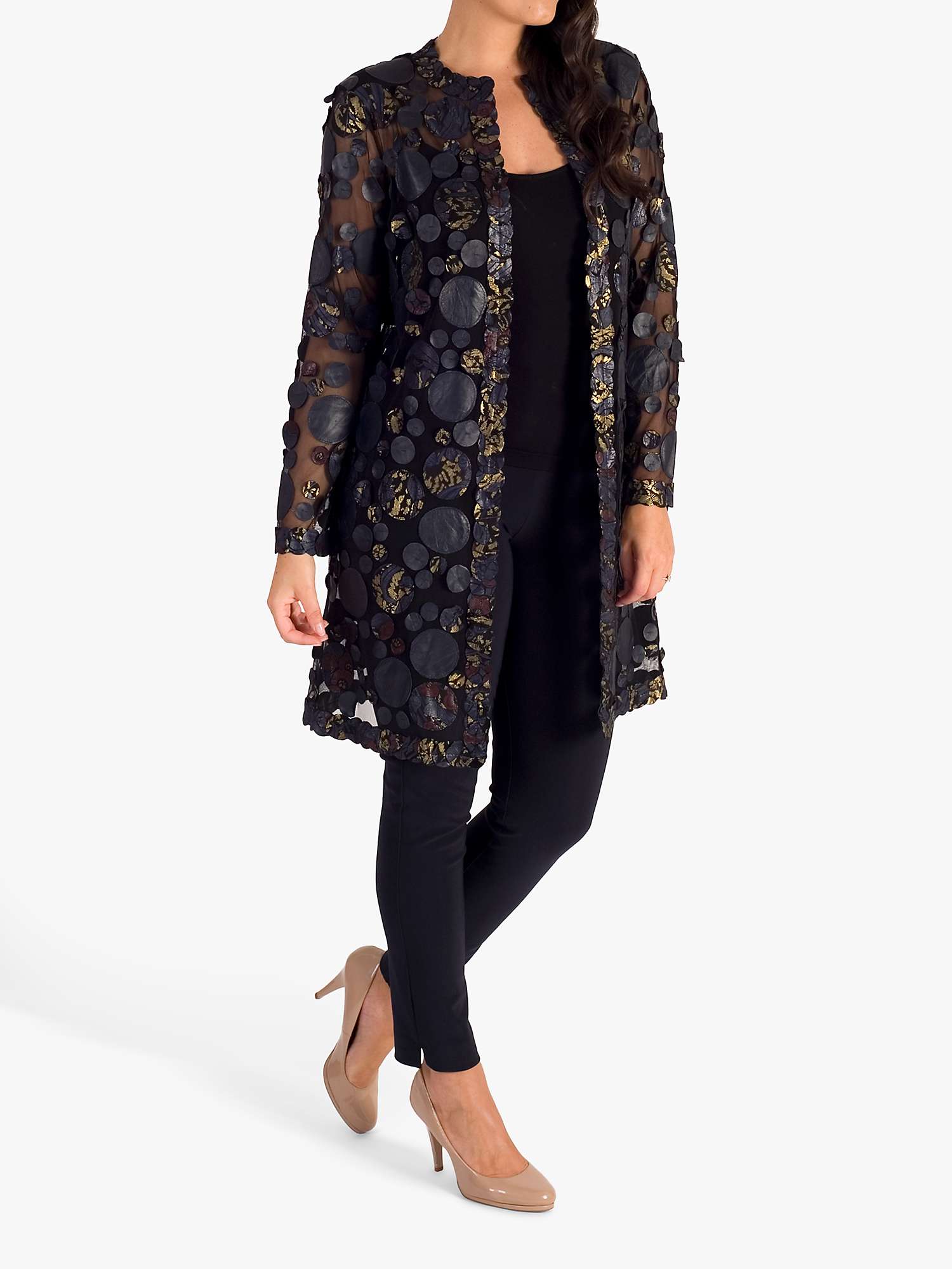Buy chesca Circle Leather Applique Jacket, Navy/Gold Online at johnlewis.com