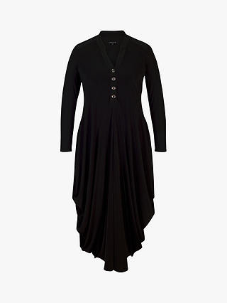 chesca Placket Midi Jersey Dress, Black