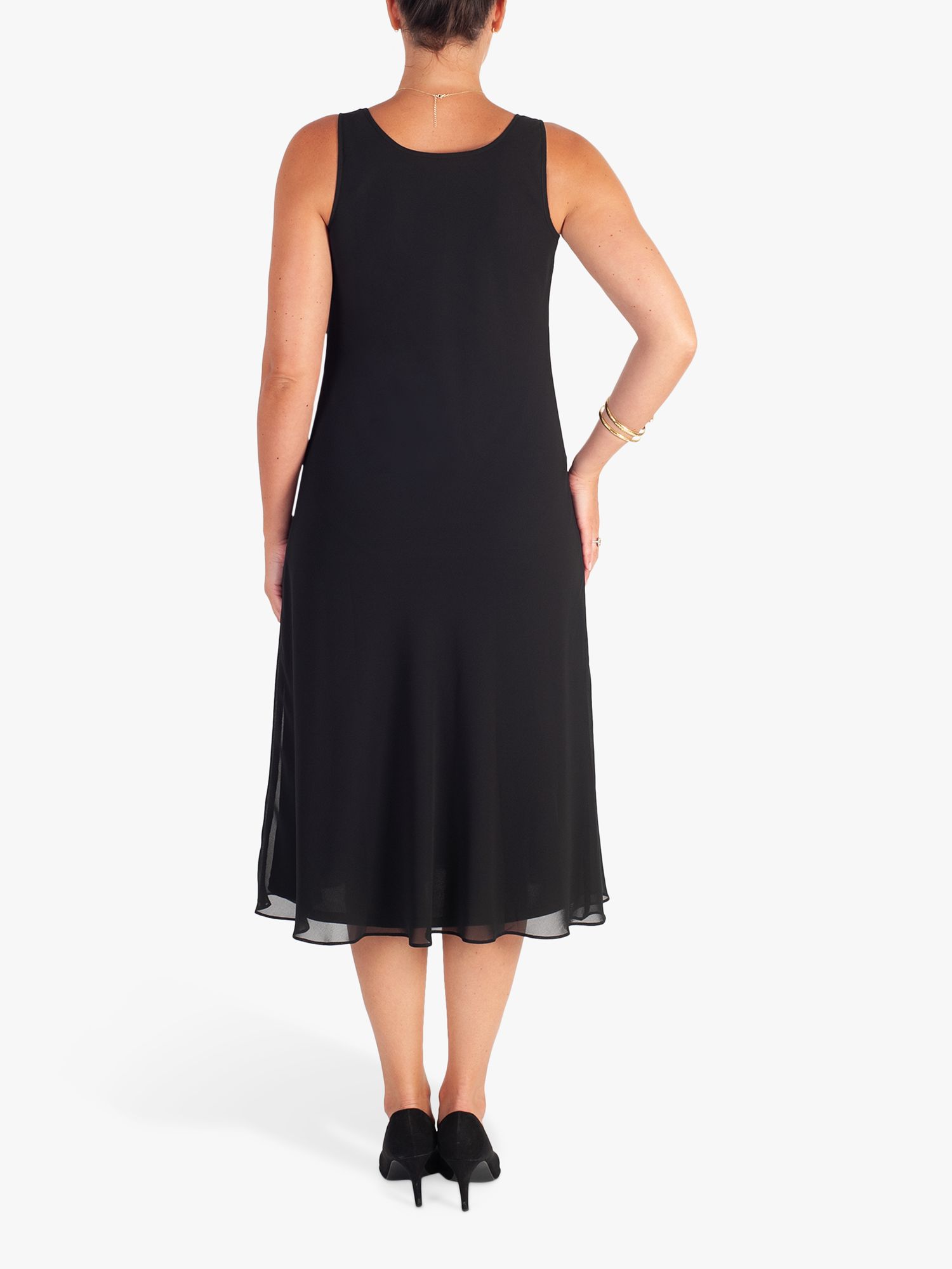 chesca Chiffon Midi Dress, Black, 12