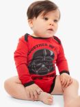 Fabric Flavours Baby Star Wars Darth Vader Baby Grow, Red/Black