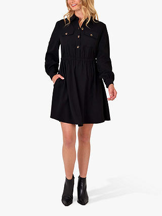 Ro&Zo Twill Mini Shirt Dress, Black