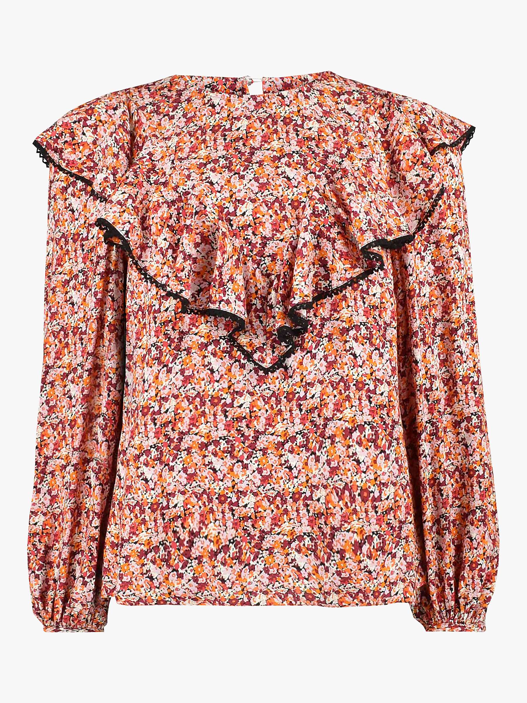 Buy Ro&Zo Ditsy Floral Print Frill Blouse, Pink/Multi Online at johnlewis.com