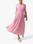 Jolie Moi Coleen Polka Dot Print Maxi Wrap Dress, Pink