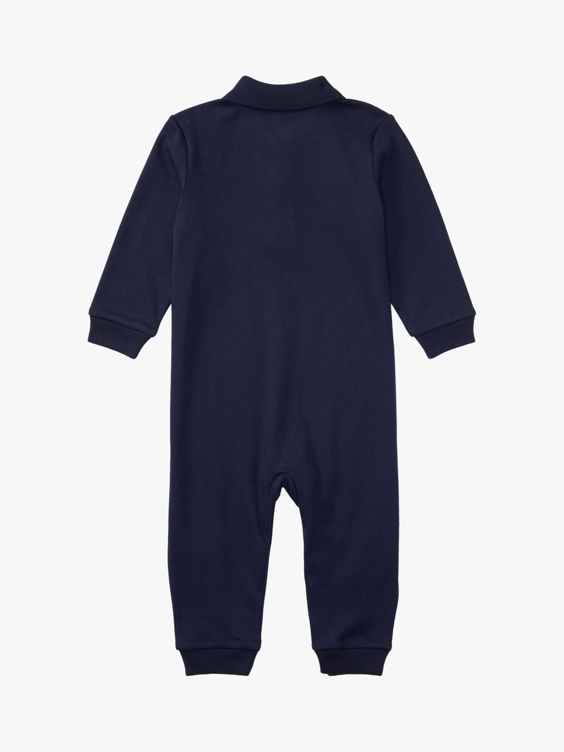 Ralph Lauren Baby Schiffli Logo Sleepsuit, Navy at John Lewis & Partners