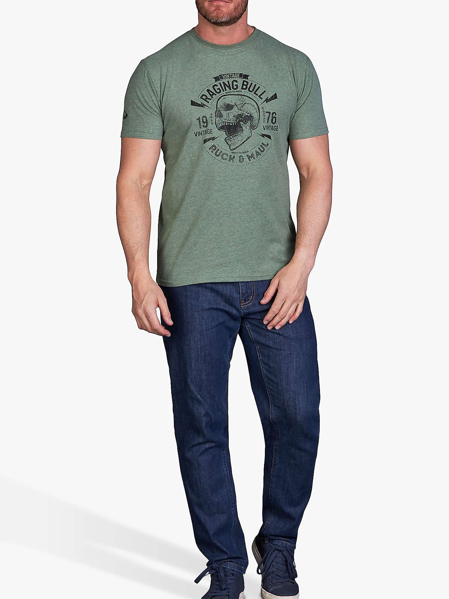 Buy Raging Bull Skull Crew Neck T-Shirt, Green Online at johnlewis.com