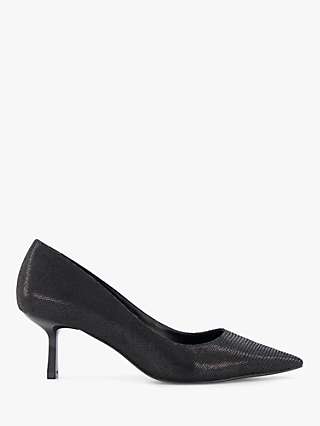 Dune Anastasia Reptile Court Shoes, Black