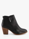 Dune Paice Leather Side Zip Ankle Boots, Black