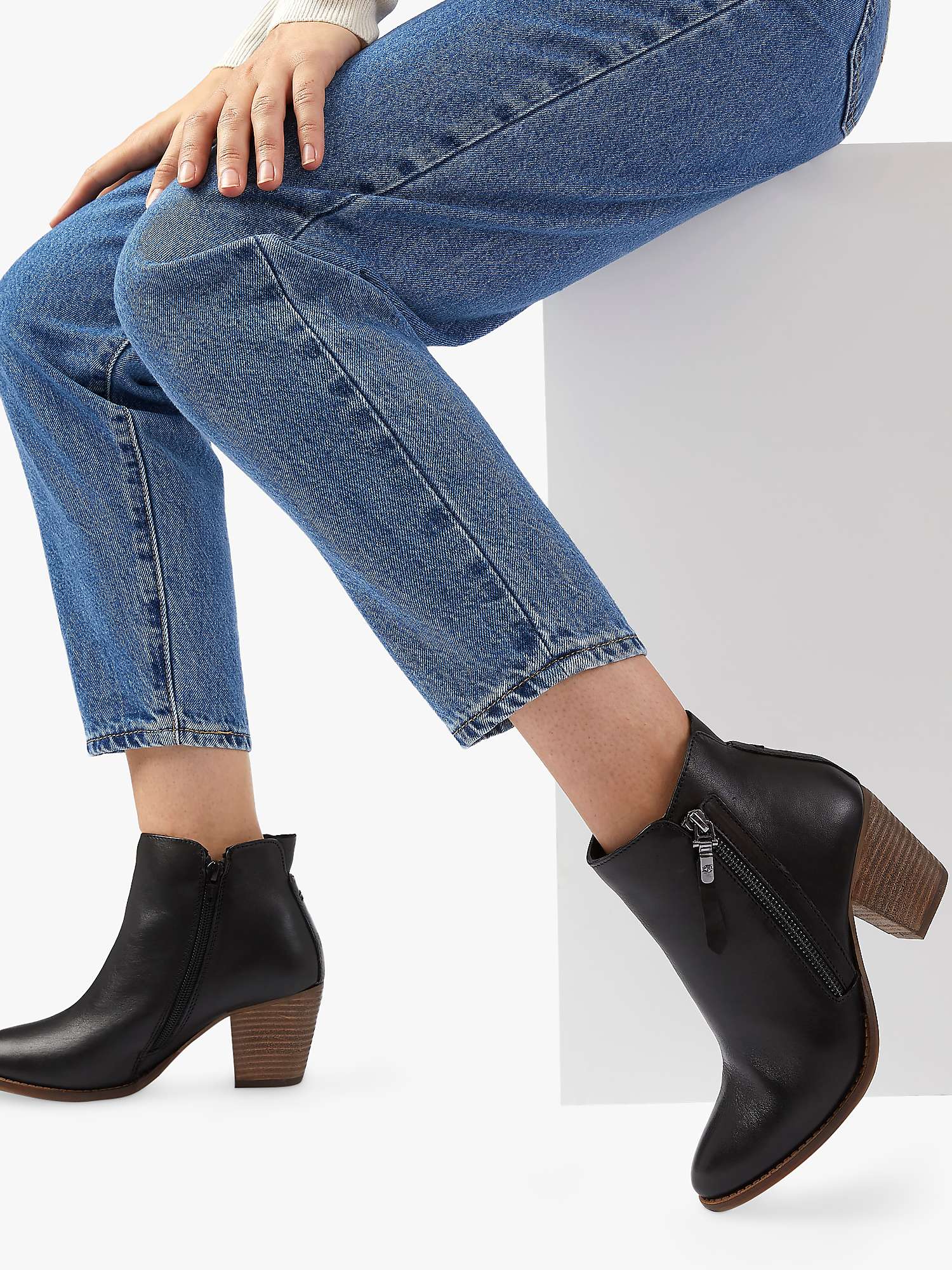Buy Dune Paice Leather Side Zip Ankle Boots, Black Online at johnlewis.com