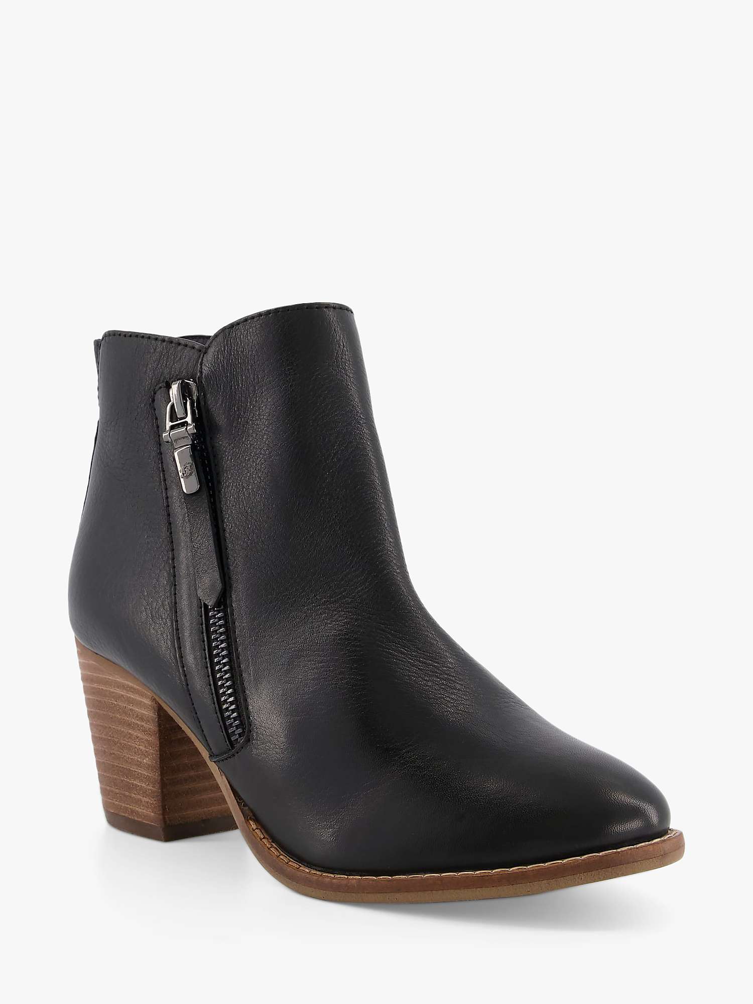 Buy Dune Paice Leather Side Zip Ankle Boots, Black Online at johnlewis.com