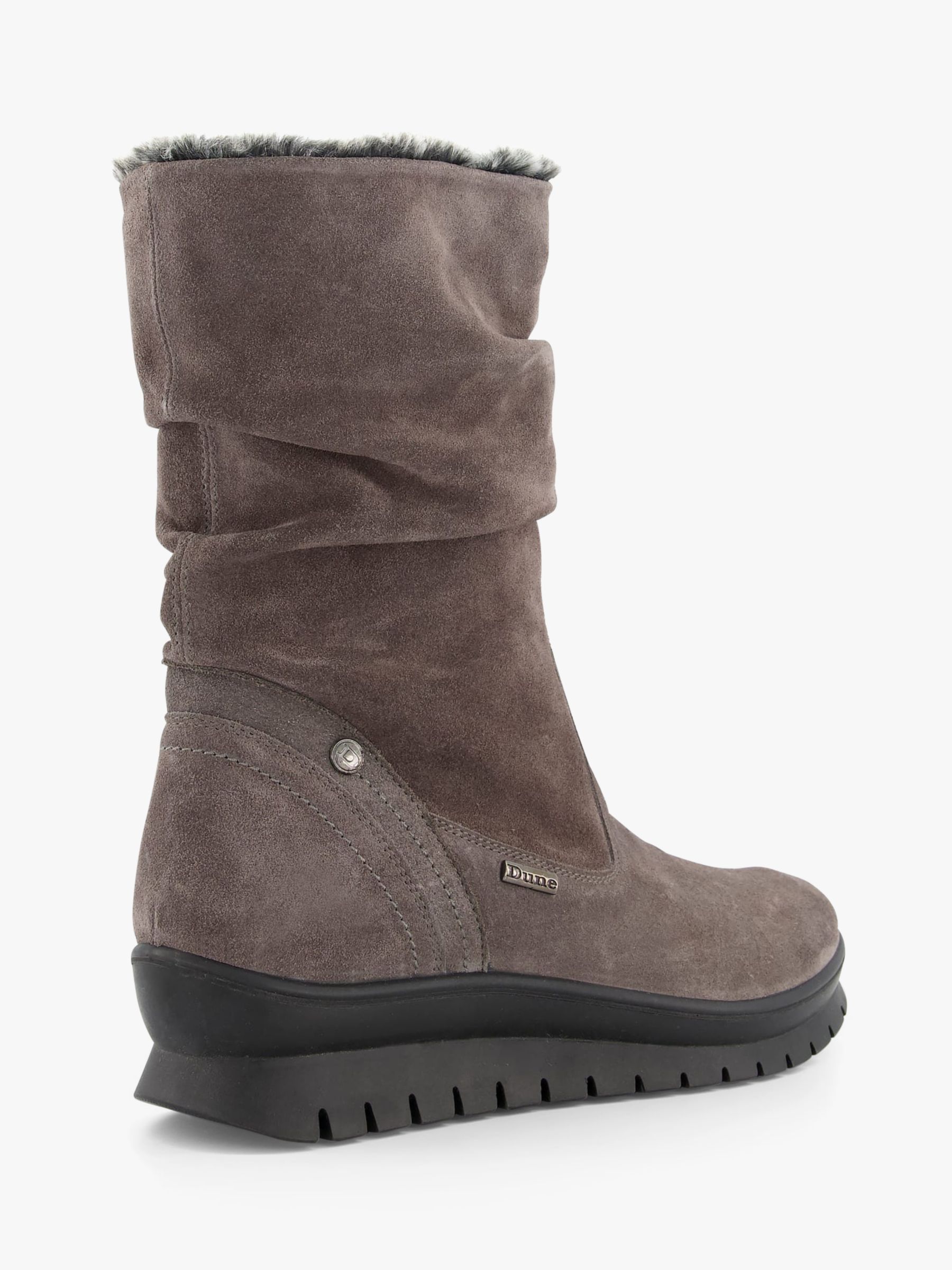 Dune Rafikii Faux Fur Lined Suede Ankle Boots, Grey at John Lewis ...