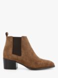 Dune Payger Suede Block Heel Ankle Boots, Tan