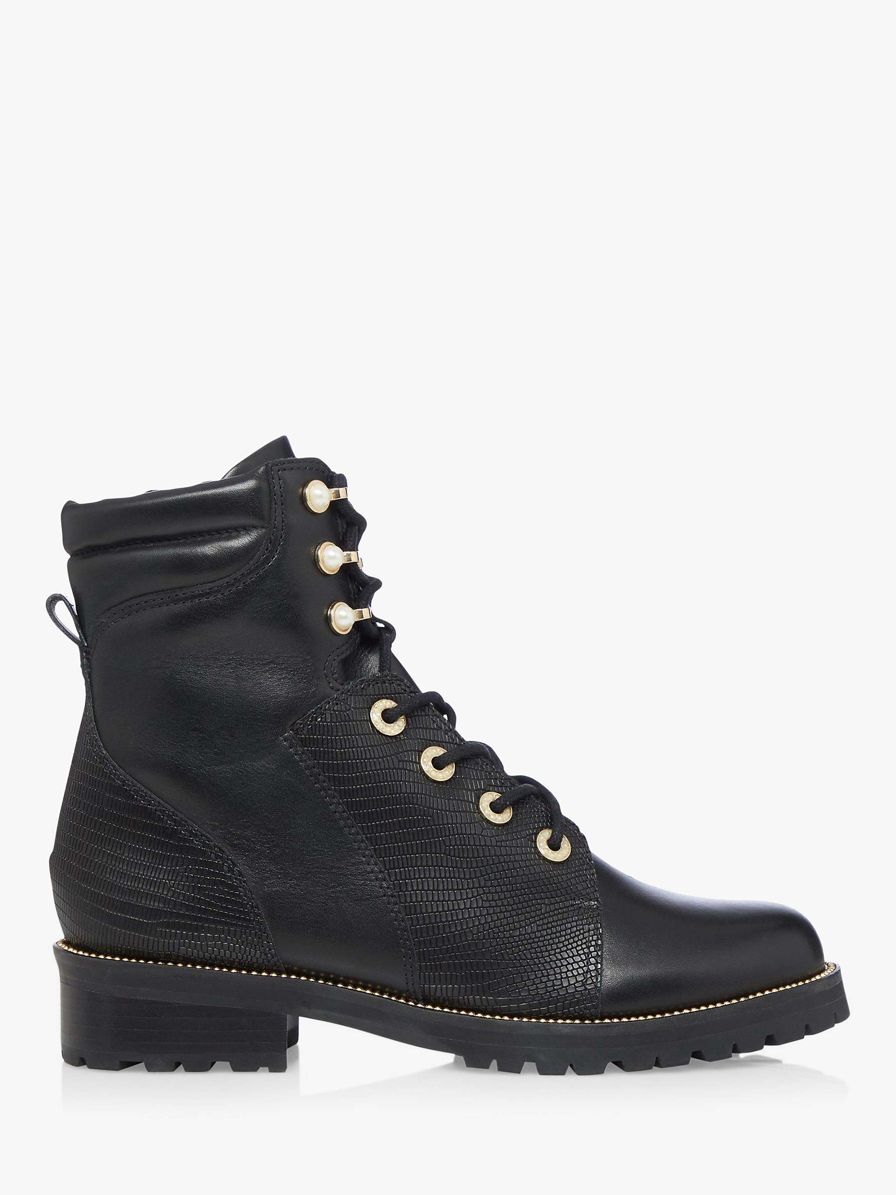 Buy Dune Wide Fit Pompom Faux Pearl Embellished Leather Ankle Boots Online at johnlewis.com