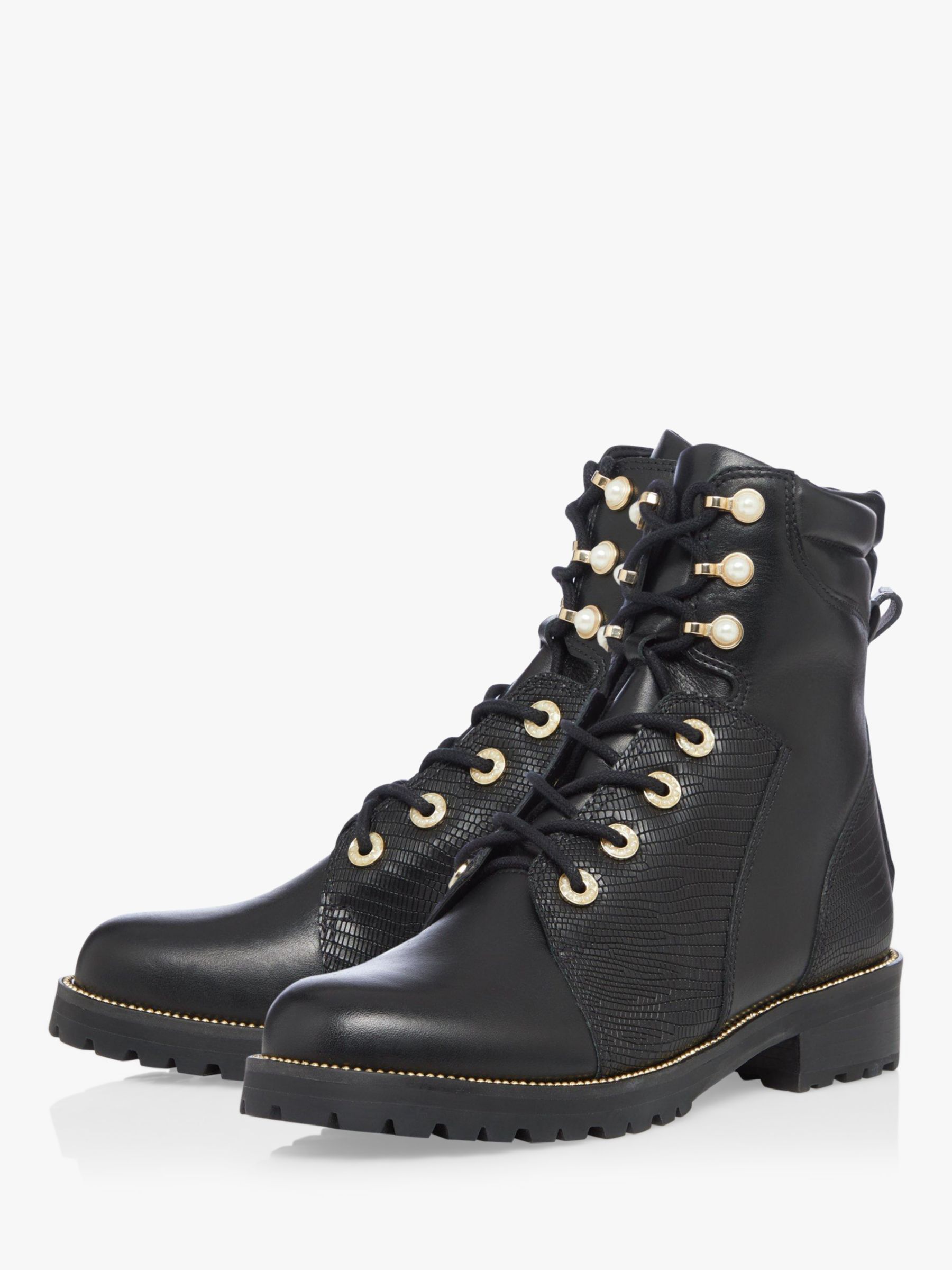 Buy Dune Wide Fit Pompom Faux Pearl Embellished Leather Ankle Boots Online at johnlewis.com
