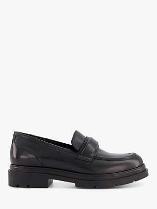 Dune Gosh Leather Chunky Loafers, Black