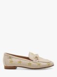 Dune Goldfinch Leather Embroidered Loafers, Cream