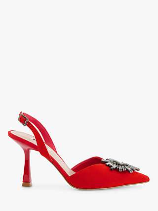 Dune Casis Suede Court Shoes, Red