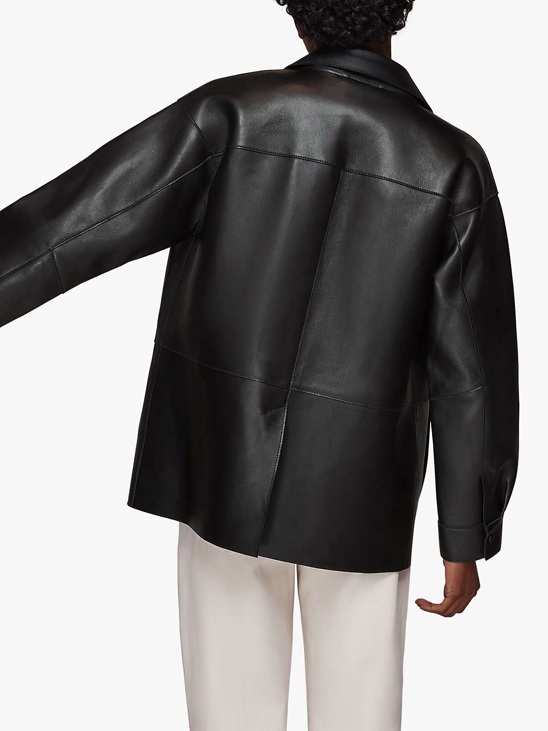 Buy Whistles Clean Bonded Leather Jacket, Black Online at johnlewis.com