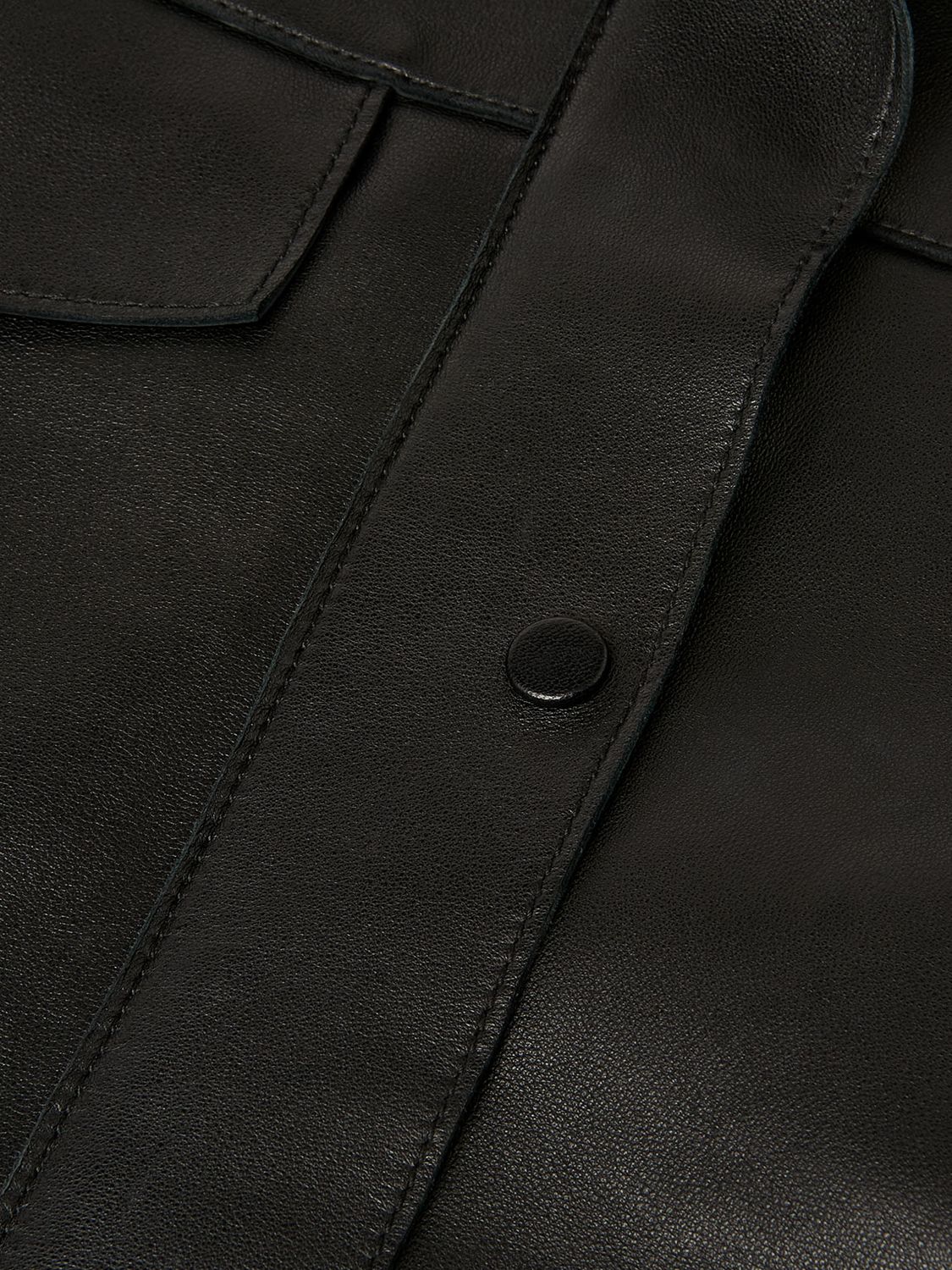 Whistles Clean Bonded Leather Jacket, Black at John Lewis & Partners