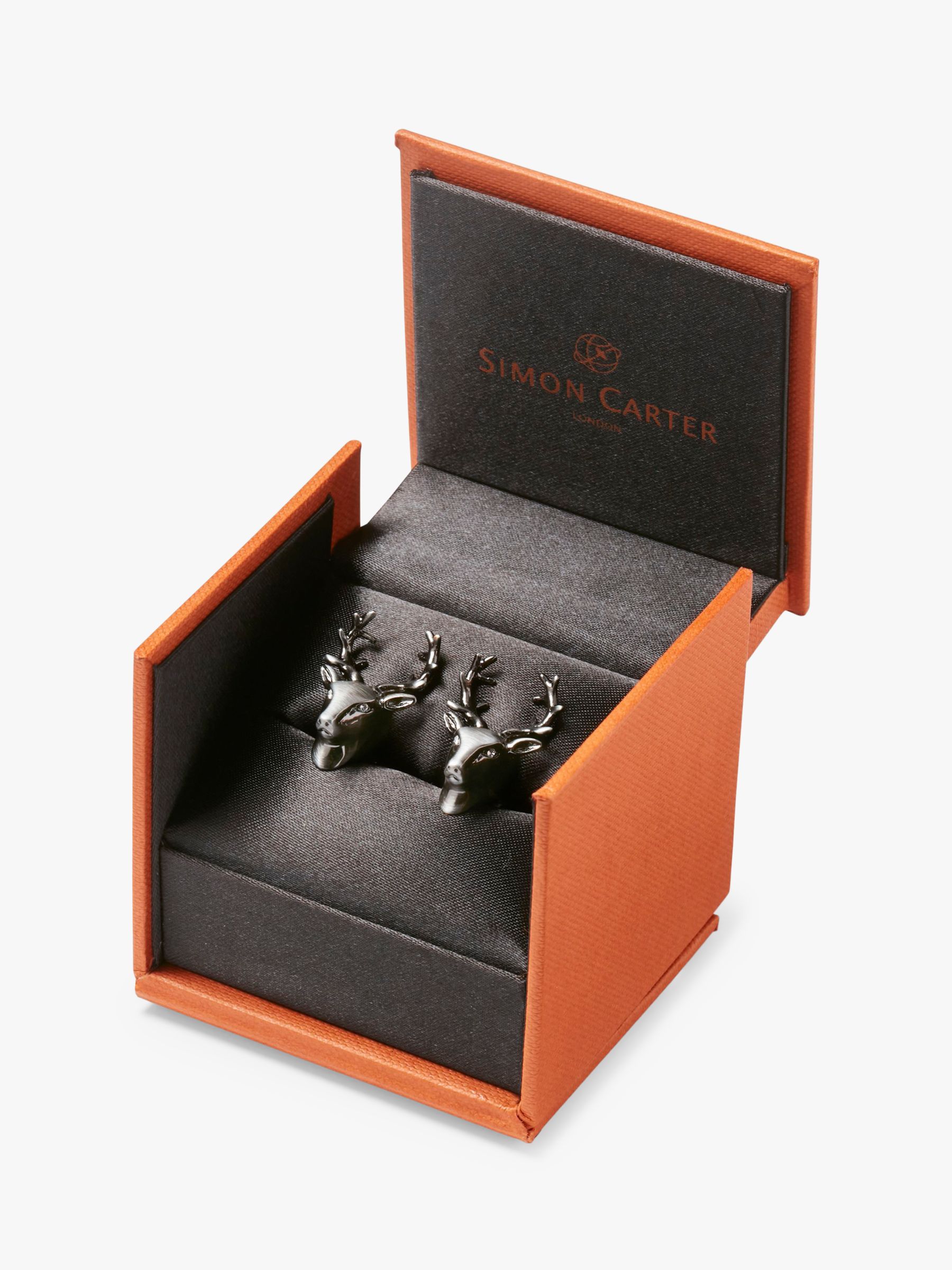 Buy Simon Carter Stag Head Cufflinks, Silver/Grey Online at johnlewis.com